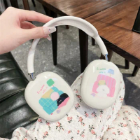 For Airpods Max Earphone Case Korea Cartoon Cute Funny Cat Silicon Protective Cover For Apple Airpods Max Sports Headphone Case