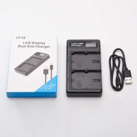 LP-E10 Dual USB Battery Charger LCD Display for Canon EOS Rebel T7, T6, T5, T3, T100, 4000D, 3000D, 2000D, 1500D, 1300D, 1200D