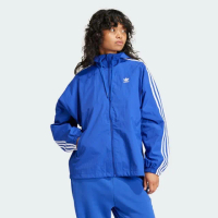 【adidas 愛迪達】外套 女款 運動外套 風衣外套 寬鬆 三葉草 3 S WINDBREAKER 藍 IR8097