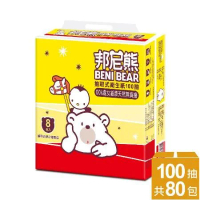 BeniBear邦尼熊抽取式衛生紙100抽8包10袋/箱(80包)-黃版