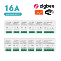 16A Tuya Wifi /Zigbee 3.0 Mini Smart DIY Switch 2 Way Control Smart Home Relay Automation Breaker Works With Alexa Google Home