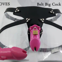 Pink strap-on penis lock adjustable belt cock cage CB 6000 male chastity device belt adult fetish sex products 2016