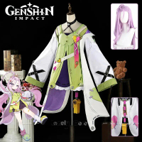 Genin Impact Ino Cosplay Costume with Wig, Cloak, Head Accessory, Nod-Krai, Klink-Klang, Cake Topper