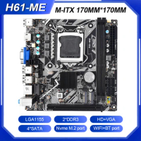 SZMZ H61-ME Mini ITX Motherboard LGA 1155 support NVME M.2 and WIFI Bluetooth ports H61 Placa Mae 1155 office PC DDR3 base 1155