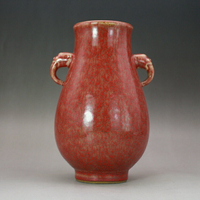 清康熙 美人醉釉瓷器 豇豆紅釉象耳尊 古董古玩陶瓷仿古老貨收藏