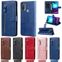 50pcs/Lot Zipper Pocket Leather Flip Phone Case For Motorola E20 E30 E40 Edge S 20 Lite Pro G100 G9 E7 Plus Play Wallet Cover
