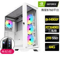 【NVIDIA】i9二四核Geforce RTX4060{不屈不撓}電競電腦(i9-14900F/B760/64G/2TB)