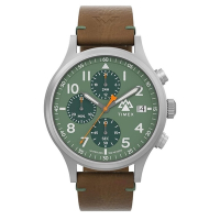 TIMEX 天美時 遠征系列  42毫米三眼計時戶外手錶 (草綠x棕 TXTW2W16400)