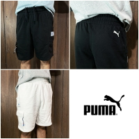 美國百分百【全新真品】PUMA 短褲 棉質 鬆緊 休閒 短棉褲 BMW聯名 logo 素面 黑色/白色 CP52