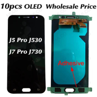 Wholesale 10 Pcs/ Lot for Samsung J5 Pro 2017 J530 screen display J7 Pro 2017 J730 LCD with touch assembly Oled With Adhesive