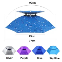 20pcs 360 Degree Double Layer Folding Compact UV Wind Protection Umbrella Hat for Fishing Gardening Outdoor
