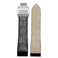 20mm 23mm High quality leather watch strap suitable for cartier Santos strap Santos 100 men's and women's folding buckle strap