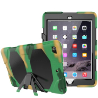 Heavy Duty Shockproof Silicone Hybrid Case Cover with Kickstand for New iPad 9.7 (2017 2018 Released) Tablet Universal + Stylus