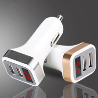 Dual USB Car Charger LED Digital Display Fast Charge Adapter For iPhone XS Max XR X 7 8 Xiaomi Huawei Samsung Mobile Phones