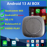 CarPlay Ai Box Android 13 Led Wireless Android Auto and CarPlay Video Smart Box 64G QCM6125 Supports Youtube Netflix Accessories