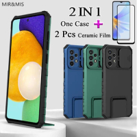 2 IN 1 For Samsung Galaxy A52 4G 5G A52S Phone Case New Sliding Window Holder Drop Proof Hard Case Camera Cover With Two Piece