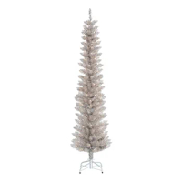 6-Ft Pre-Lit Christmas Tree Holiday Decor with Lights Metal Stand Indoor