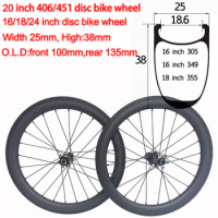 16inch 349 305 18Inch 355 24inch 520 20inch 406 451 BMX Carbon Wheels Bike Disc Wheelset Width 25mm Depth 38/50mm D411 Hub