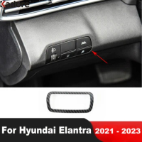 Car Head Light Lamp Switch Button Panel Cover Trim For Hyundai Elantra Avante 2021 2022 2023 Carbon Fiber Interior Accessories