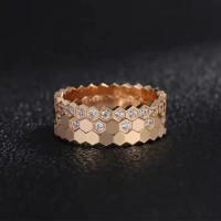 luxury brand jewelry 18K rose gold Rings 925 Silver Slim Stacking honeycomb Rings or Women BEE MY LOVE