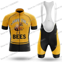 Save The Bees 2024 Cycling Jersey Summer Set Retro Cycling Clothing Men Road Bike Suit Bicycle Bib Shorts MTB Ciclismo Maillot