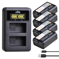 4PCS NP FW50 NPFW50 Battery Pack + LED Dual USB Charger for Sony Alpha A6500 A6400 A6300 A7 7R A7R A7R II A7II NEX-3 NEX-3N