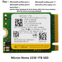 Original 2450 2230 1TB 512GB 256GB 2230 NVME PCIe Gen4 x 4 SSD Up to 3320MB/S For Micron Microsoft Surface Pro X Pro 8 and Pro 7
