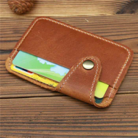 Mens Slim Genuine Cowhide Credit Card Holder Wallet Handmade Thin Boys ins Bank ID VIP Cards Cases Retro Crazy Horse Leather