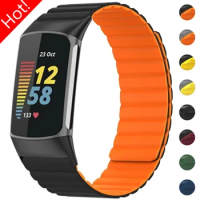 Soft Silicone Strap for Fitbit Watch Charge 5 Band Replacement Watch Strap Magnetic Wristband for Watch Charge 5 Smart Bracelet