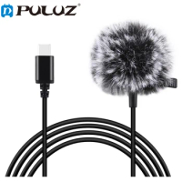 PULUZ 1.5M Portable Mini Clip-on Lapel Microphone for IPhone Android Smartphone PC Laptops for Lightning Type C 3.5mm Microfone