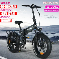 New TESGO Electric Bicycle 48V 1000W Fat Tire Electric Bike 20 Inch folding Outdoor Best Mountain Bicycle Snow Ebike Waterproof