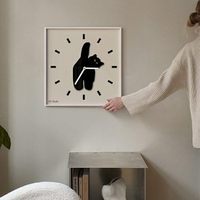 貓咪舉手掛鐘 插畫設計時鐘 造型掛鐘 靜音牆面掛鐘 簡約時鐘 ins掛鐘 客廳掛鐘 掛鐘 鐘錶 時鐘 鍾