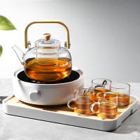 日式煮茶器家用蒸煮茶壺泡茶壺玻璃耐高溫自動電陶爐茶具套裝