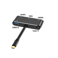 USB 3.1 Type-C to HDMI VGA USB 3.0 USB-C Charging Hub with 3.5 Audio Adapter for MacBook Xiaomi 9 Samsung S9 Huawei P30
