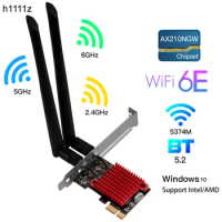 WiFi 6 PCIE Wireless Adapter Tri band Intel AX210 Wireless Wi Fi 6E 802.11AX 5374M Desktop Network Card Bluetooth 5.2 Support 6G