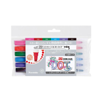 【Kuretake 吳竹】ZIG Clean Color Dot 點點筆 一般色 六色組 /盒 TC-6100-6V(日本品牌)