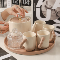 水具套裝 高顏值奶油風陶瓷水具套裝花茶具套裝簡約創意家用客廳冷水壺水杯