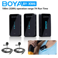 BOYA BY-XM6 S 2.4GHz Condenser Wireless Lavalier Lapel Microphone for PC Mobile Android iPhone DSLRs Cameras Streaming Youtube
