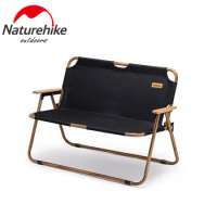 Naturehike Outdoor 2 Seat Camping Furniture Bench Wood Grain Metal Aluminum Alloy Folding Camping Nature Hike Chair