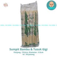 CHEFFY Sumpit Bambu + Tusuk Gigi Cap Tiga Panda / Sumpit Bambu / Sumpit Makan / Sumpit Bambu Pack 50