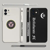 Dellafuente F C Artwork Phone Case For iPhone 15 14 13 12 11 Pro Max Mini X XR XS SE 2020 8 7 Plus 6S Plus Silicone With Lanyard