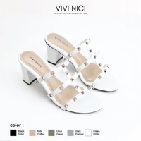 VIVI NICI - Fredella Sandal Heels Wanita Hak 7 Cm 41 Clean White