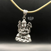 Dewi Souvenir Silver | Liontin Ganesha Studying With Rat Perak 925 Pendant