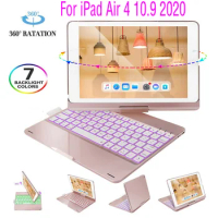360 degree rotation Keyboard Case For iPad air 4 4th generation 10.9 2020 7-color backlit Bluetooth Keyboard Cases Cover Casing