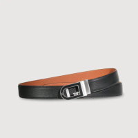 【BRAUN BUFFEL 德國小金牛】台灣總代理 時尚紳士 經典鏤空標誌自動扣皮帶-銀色(BF25B-RO029-SNK)