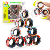 9Pcs Fingers Magnet Rings Magnetic Ring Fidget Spinner Toys Set camo for ADHD Stress Relief Magical Toys for Adults Teens Kids