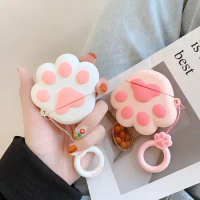 HSYK cat paw cute Wireless Bluetooth Case For Apple Airpods Earphone Silicone Headphones Cases For Airpods 2 Protective Cover