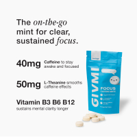 GIVMI FOCUS Mints — Fast Acting Clean Energy Smooth Focus with Caffeine L-Theanine & B-Vitamins Zero