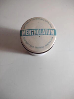 Vintage Mentholatum White Milk Glass 2" Jar With Metal Lid Collectible Used