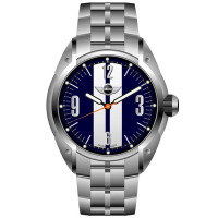 MINI Swiss Watches 石英錶 45mm 藍底白條錶面 不銹鋼錶帶